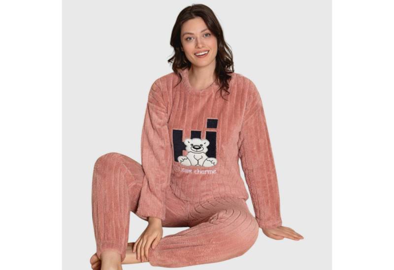 fashionshowcase Hausanzug Damen Schlafanzug Plüsch Pyjama Loungewear in verschiedenen Farben von fashionshowcase