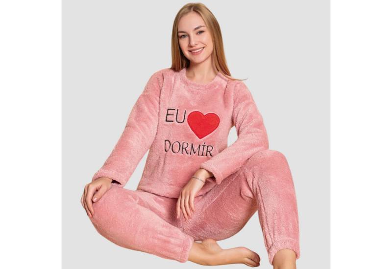 fashionshowcase Hausanzug Damen Schlafanzug Plüsch Pyjama Loungewear in verschiedenen Farben von fashionshowcase