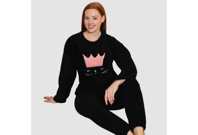 fashionshowcase Hausanzug Damen Schlafanzug Plüsch Pyjama Loungewear in verschiedenen Farben von fashionshowcase