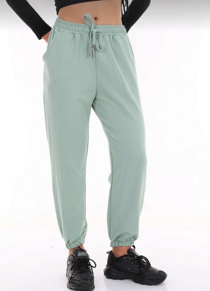 fashionshowcase Jogger Pants Damen Sport Hose mit hohem Bund elastischem Tunnelzug und Taschen von fashionshowcase