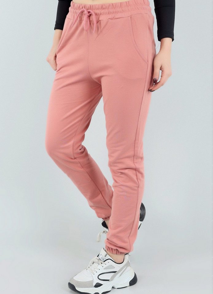 fashionshowcase Jogger Pants Damen Sport Hose mit hohem Bund elastischem Tunnelzug und Taschen von fashionshowcase