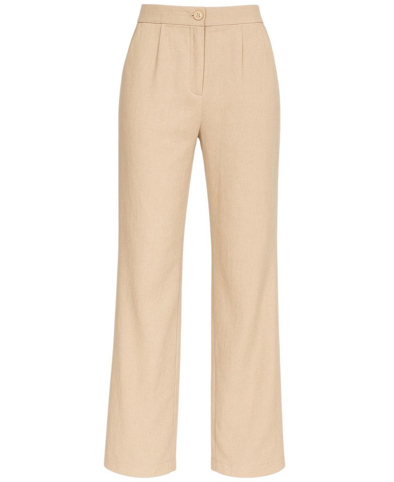 fashionshowcase Palazzohose Damen Stoffhose in Leinenoptik – elegant Weites Bein von fashionshowcase