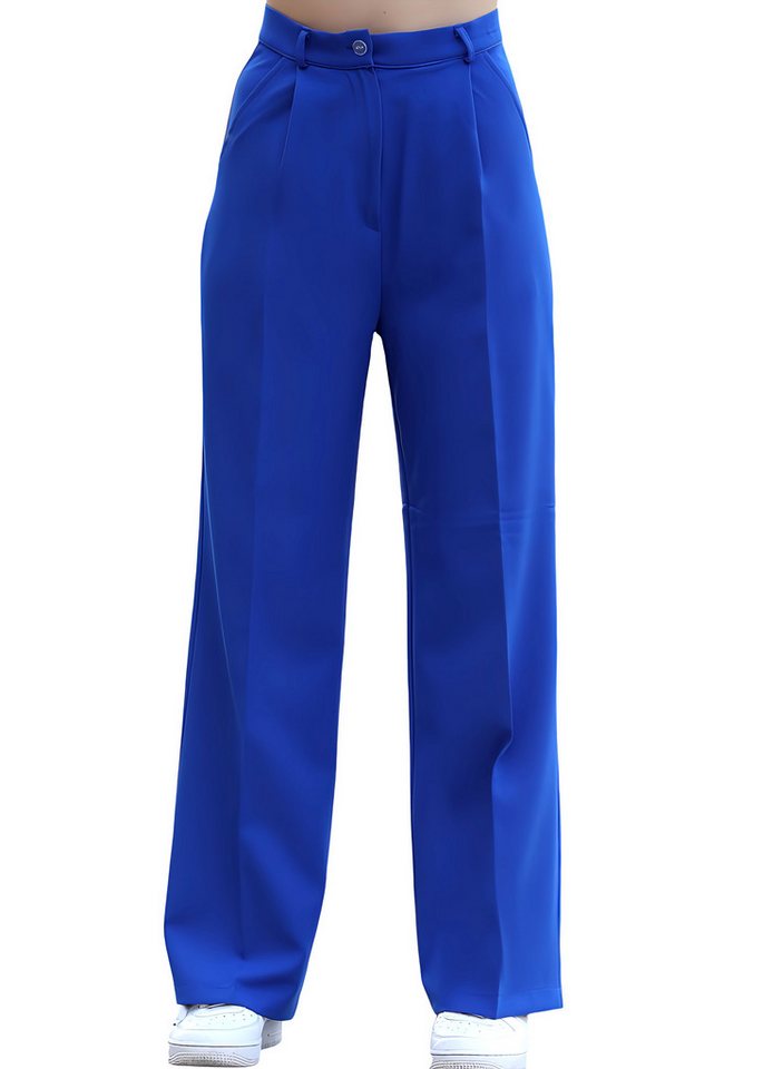 fashionshowcase Palazzohose Damen mit hohem Bund - Elegante Marlene-Hose mit langen Beinen Extra lange Beine & weites Design von fashionshowcase