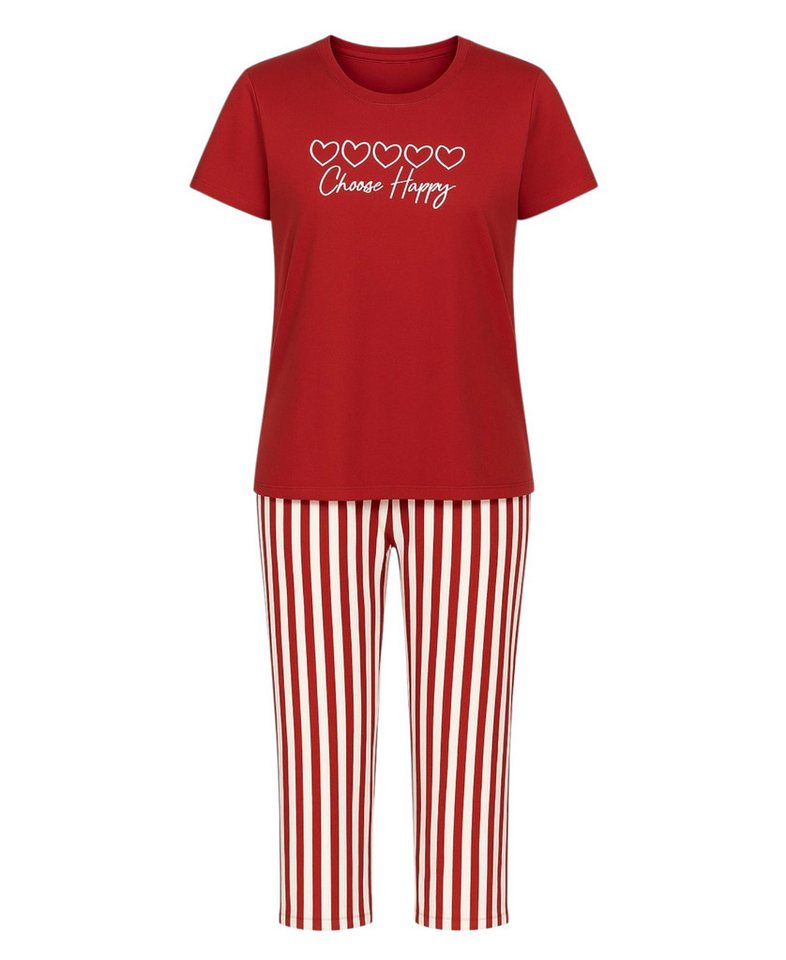 fashionshowcase Pyjama Damen Hausanzug - Schlafanzug mit T-Shirt & langer Hose, 3 Designs (2 tlg., 2-teiliges Set) Print auf dem Oberteil, gestreifte oder gemusterte Hose von fashionshowcase