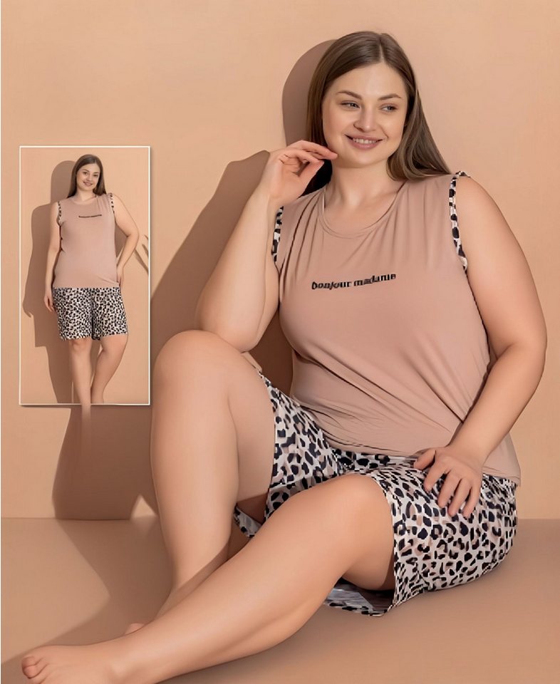 fashionshowcase Pyjama Damen Hausanzug große Größen – Schlafanzug mit Shorts & ärmellosem Top von fashionshowcase
