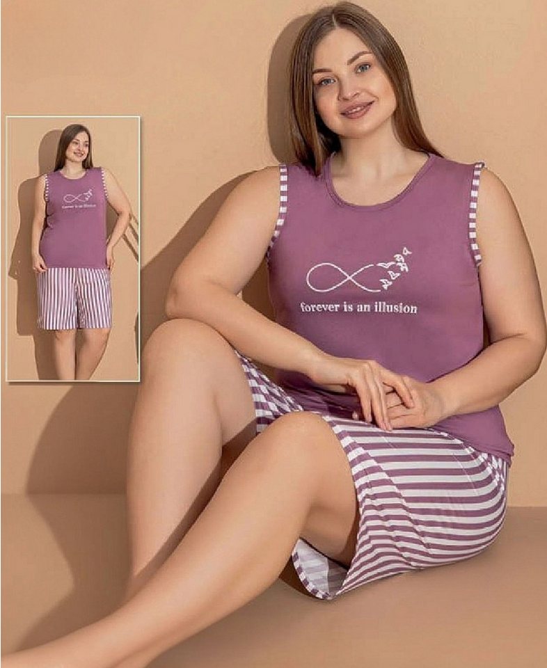 fashionshowcase Pyjama Damen Hausanzug große Größen – Schlafanzug mit Shorts & ärmellosem Top von fashionshowcase