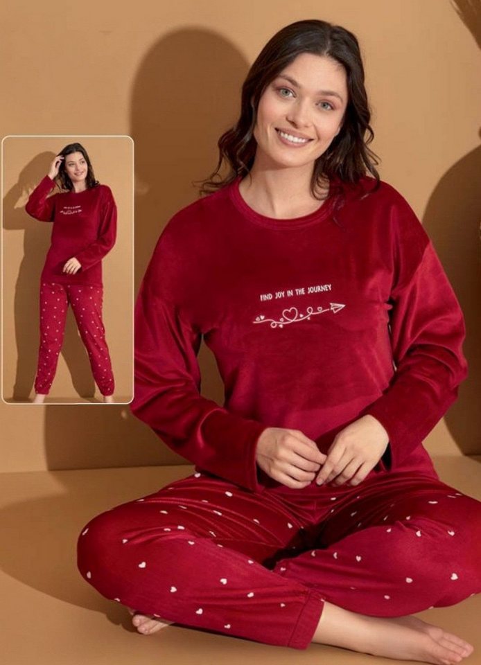 fashionshowcase Schlafanzug Damen Hausanzug aus Samt - Pyjama Set für Herbst & Winter (2 tlg) von fashionshowcase