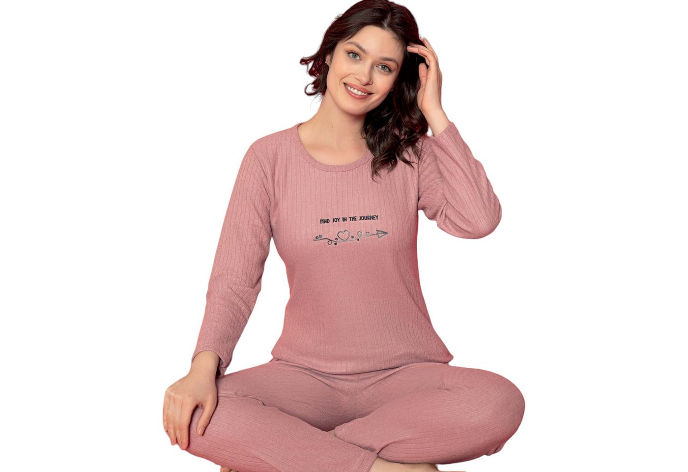 fashionshowcase Schlafanzug Restposten Damen Pyjama Set mit Langarmshirt & Hose Homewear M-4XL (Set, Zweiteilig) Solide Qualität - fairer Preis von fashionshowcase