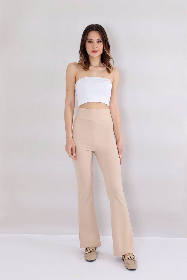 fashionshowcase Schlaghose Damen Scuba Hose High Waist - elastisch für Yoga, Freizeit & Abendmode Knitterfrei, Bequem & Figurbetont von fashionshowcase