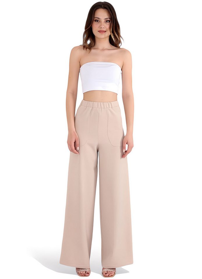 fashionshowcase Schlupfhose Schlupfhose Damen Hose High Waist – Weites Bein mit Taschendetail von fashionshowcase