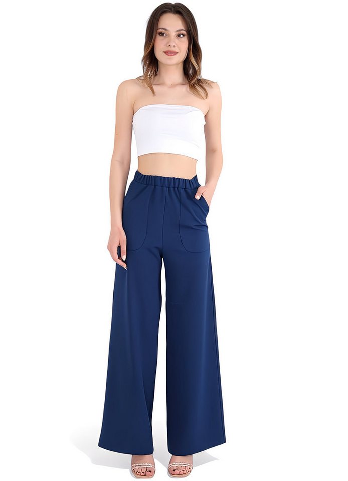 fashionshowcase Schlupfhose Schlupfhose Damen Hose High Waist – Weites Bein mit Taschendetail von fashionshowcase