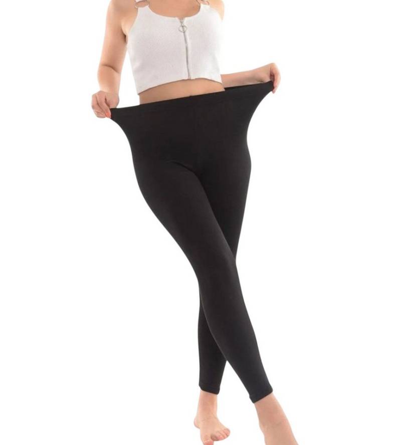 fashionshowcase Thermoleggings Damen 3er Pack – gefütterte lange Winter Unterhose warm schwarz (Leggings-Set, 3er-Pack) innen gefüttert für zusätzliche wärme von fashionshowcase