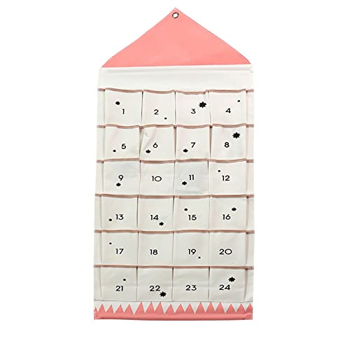 Adventskalender zum Befüllen Weihnachten Kalender Befüllbar, 24 Taschen Stoff Weihnachtskalender zum Aufhängen Weihnachtlichen Ornamente (Rot) von fasloyu