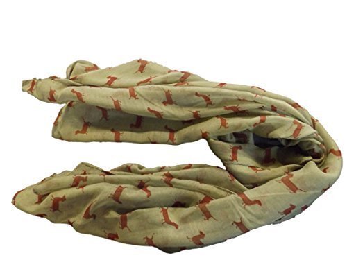 Dackel Hunde Bedruckter Schal - groß - Alle Jahreszeiten Schal - Klein Wurst Hund - Weich Damen Schal, Gewickelt, Sarong - von Fett-Catz-Kopie-catz - beige/braun Sausage Dog Scarf, 160cm x 100cm von fat-catz-copy-catz