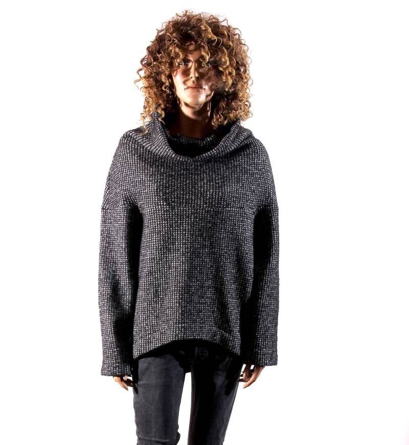 Rollkragenpullover Aus Wolle/Grauer Winterpullover Mittlerer Pullover Lockerer Damen Designer Handgemachter von fataliste