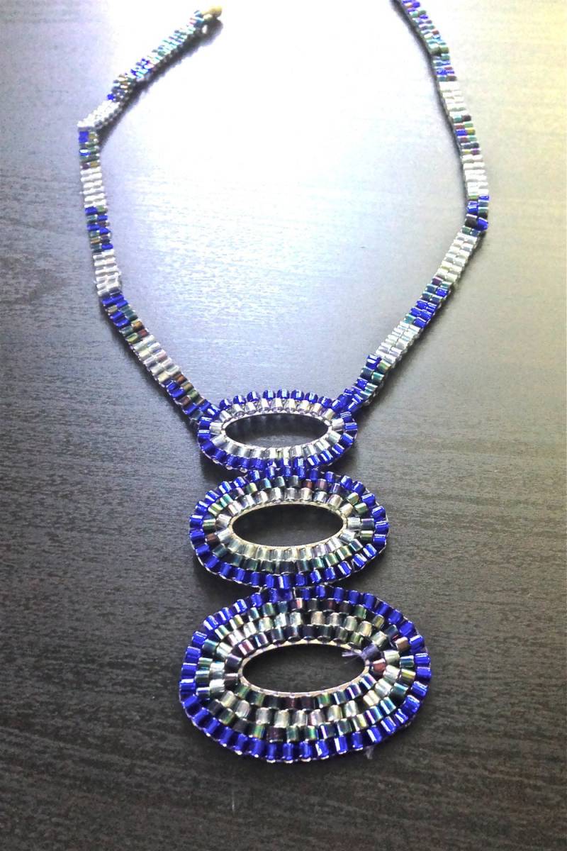 Handgemachte Kobalt Blaue Perlenkette Boho Chic Anhänger von fatash1