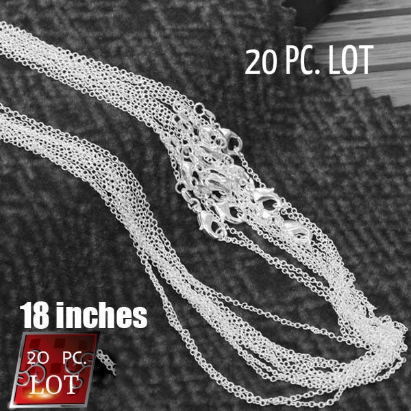 925 Sterling Silber Überzogene Ketten-Halskette 18 "1mm Großverkauf Lot Von 20 Abwicklung Diy 925 Sterling Silber Überzogene Ketten-Halskette 18 "1mm Großverkauf Lot Von 20 Abwicklung Diy von fatcat618il