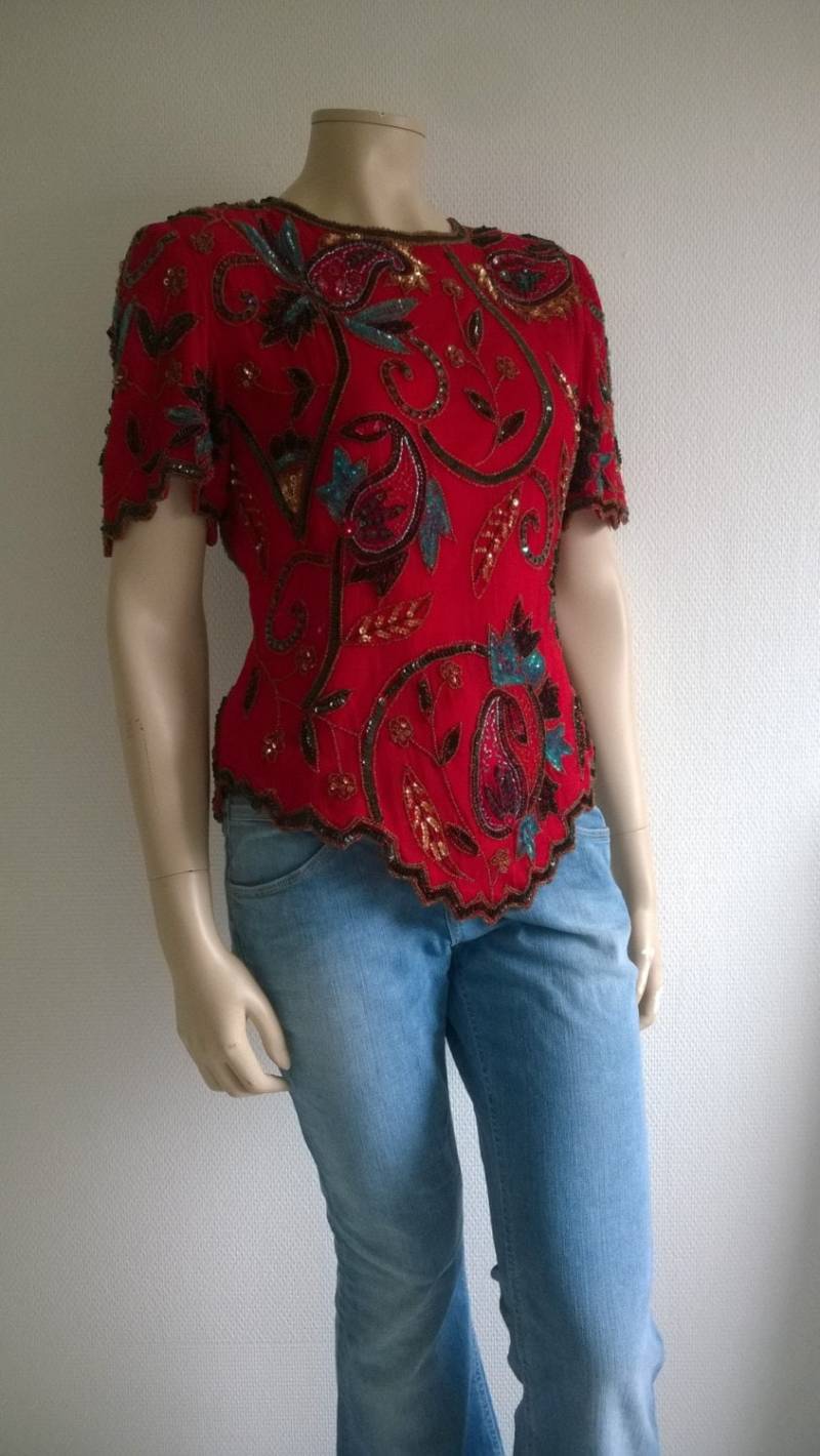 Seide Pailletten Besticktes Top Seide Pailletten Besticktes Top von faunaflorame