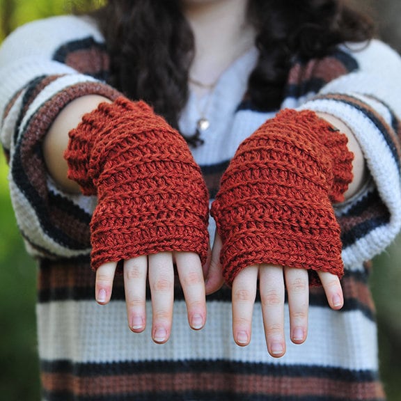 Orange Fingerlose Handschuhe, Fingerlose Gerippte Weiches Acrylgarn, Häkelhandschuhe, Geschenk Für Frauen Oder Jugendliche von fawnandbirch