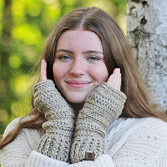 Taupe Fingerlose Handschuhe, Texting Gerippte Weiches Acrylgarn, Gehäkelte Geschenk Für Frauen Oder Jugendliche von fawnandbirch