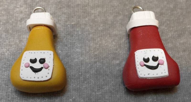 Ketchup Und Senf Beste Freunde-Anhänger. Kawaii Friends Halskette Buch Mark Schlüsselanhänger Polymer Clay von fcwhimsey