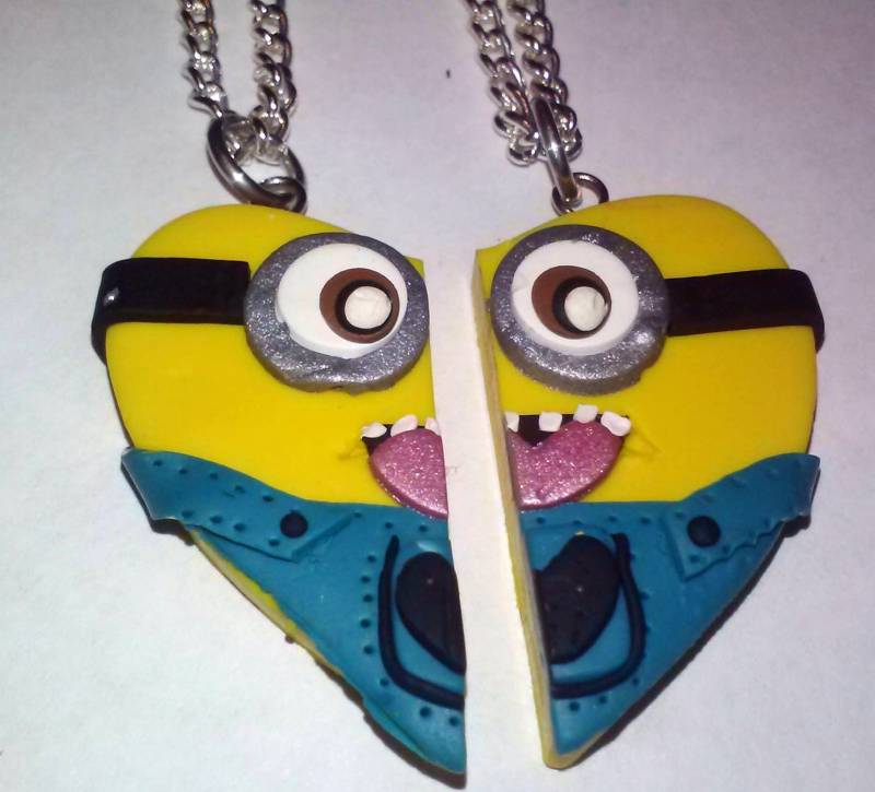 Minions Beste Freunde Herz Anhänger. Besties An Halskette Lesezeichen Schlüsselanhänger Aus Polymer Clay von fcwhimsey