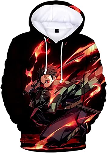 fczfczklk Demon Slayer 3D Hooded Sweatshirt Men and Woman Pullover Unisex Costume Cosplay Hoodie (Large, BlackRed) von fczfczklk