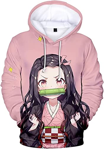 fczfczklk Demon Slayer 3D Hooded Sweatshirt Men and Woman Pullover Unisex Costume Cosplay Hoodie (Small, Pink) von fczfczklk