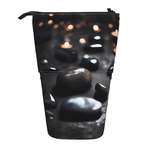 Black Mystery Heart Stone erweiterbare Stifte-Tasche mit Ständer, Multi-Design, Oxford-Gewebe, verstellbare Höhe, Mehrzweck-Kosmetiktasche Black Mystery Heart Stone erweiterbare Stifte-Tasche mit Ständer, Multi-Design, Oxford-Gewebe, verstellbare Höhe, Mehrzweck-Kosmetiktasche von fdgbnm