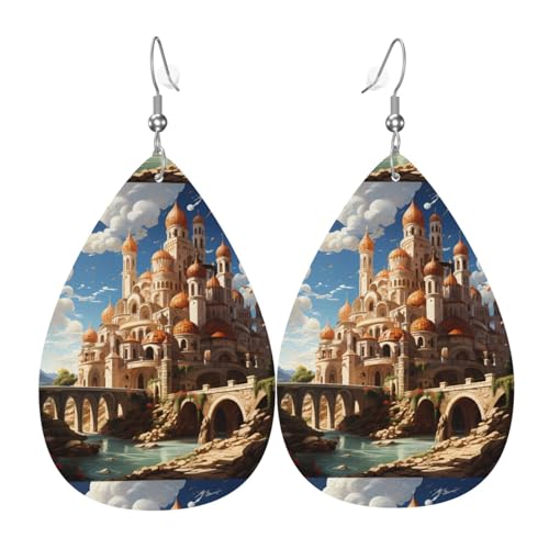 Fdgbnm Anime Castle Sky Leder-Ohrringe. Doppelseitiger Druck aus Leder. Leicht, hypoallergen, festlich und bereit als Geschenk. Fdgbnm Anime Castle Sky Leder-Ohrringe. Doppelseitiger Druck aus Leder. Leicht, hypoallergen, festlich und bereit als Geschenk. von fdgbnm