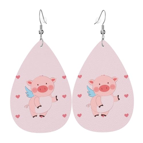 Fdgbnm Cartoon Flying Pig Leder-Ohrringe. Doppelseitiger Druck aus Leder. Leicht, hypoallergen, festlich und bereit zum Verschenken. Fdgbnm Cartoon Flying Pig Leder-Ohrringe. Doppelseitiger Druck aus Leder. Leicht, hypoallergen, festlich und bereit zum Verschenken. von fdgbnm