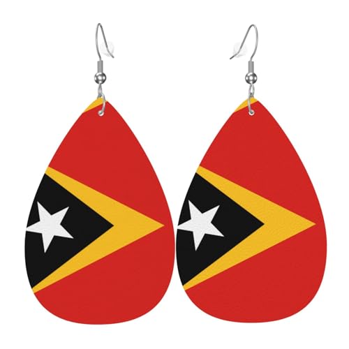 Fdgbnm Demokratische Republik Timor-Leste Leder-Ohrringe. Doppelseitiger Druck aus Leder. Leicht, hypoallergen, festlich und bereit zum Verschenken. Fdgbnm Demokratische Republik Timor-Leste Leder-Ohrringe. Doppelseitiger Druck aus Leder. Leicht, hypoallergen, festlich und bereit zum Verschenken. von fdgbnm