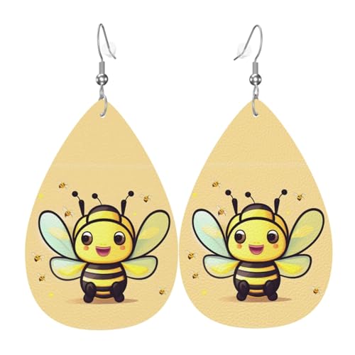 Fdgbnm Gelbe Bienenleder-Ohrringe. Doppelseitiger Druck aus Leder. Leicht, hypoallergen, festlich und bereit zum Verschenken. Fdgbnm Gelbe Bienenleder-Ohrringe. Doppelseitiger Druck aus Leder. Leicht, hypoallergen, festlich und bereit zum Verschenken. von fdgbnm