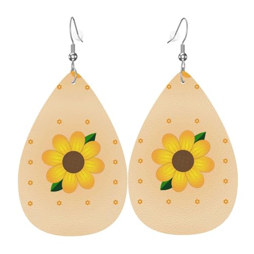 Fdgbnm Goldene Sonnenblumen-Leder-Ohrringe. Doppelseitiger Druck aus Leder. Leicht, hypoallergen, festlich und bereit zum Verschenken. Fdgbnm Goldene Sonnenblumen-Leder-Ohrringe. Doppelseitiger Druck aus Leder. Leicht, hypoallergen, festlich und bereit zum Verschenken. von fdgbnm