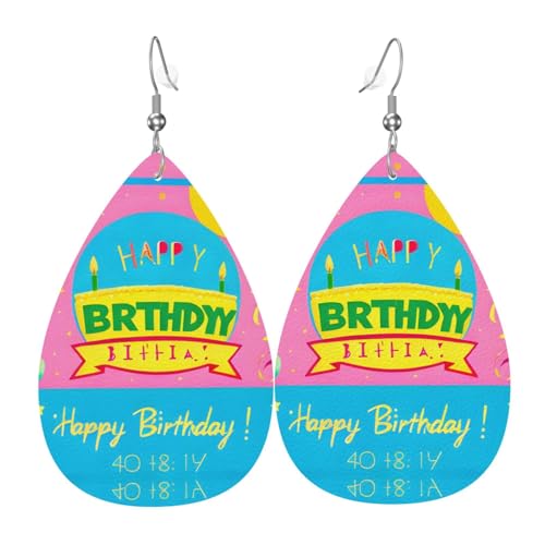 Fdgbnm Happy Birthday Ballon-Leder-Ohrringe. Doppelseitiger Druck aus Leder. Leicht, hypoallergen, festlich und bereit zum Verschenken. Fdgbnm Happy Birthday Ballon-Leder-Ohrringe. Doppelseitiger Druck aus Leder. Leicht, hypoallergen, festlich und bereit zum Verschenken. von fdgbnm