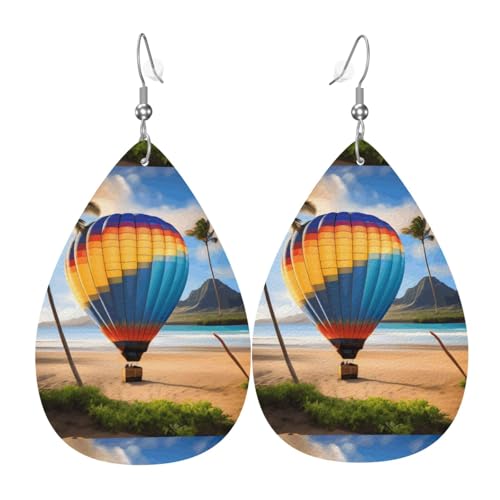 Fdgbnm Hawaii-Heißluftballon-Leder-Ohrringe. Doppelseitiger Druck aus Leder. Leicht, hypoallergen, festlich und bereit zum Verschenken. Fdgbnm Hawaii-Heißluftballon-Leder-Ohrringe. Doppelseitiger Druck aus Leder. Leicht, hypoallergen, festlich und bereit zum Verschenken. von fdgbnm