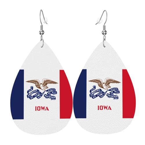 Fdgbnm Iowa Lederohrring mit Staatsflagge, doppelseitiger Druck, leicht, hypoallergen, festlich und bereit zum Verschenken. Fdgbnm Iowa Lederohrring mit Staatsflagge, doppelseitiger Druck, leicht, hypoallergen, festlich und bereit zum Verschenken. von fdgbnm