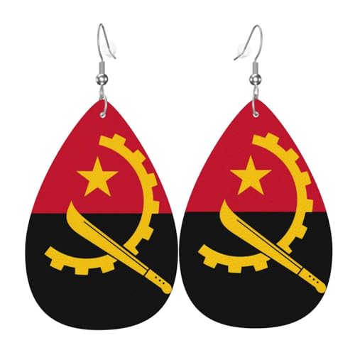 Fdgbnm Leder-Ohrring mit Angola-Flagge, doppelseitiger Druck, leicht, hypoallergen, festlich und bereit zum Verschenken. Fdgbnm Leder-Ohrring mit Angola-Flagge, doppelseitiger Druck, leicht, hypoallergen, festlich und bereit zum Verschenken. von fdgbnm