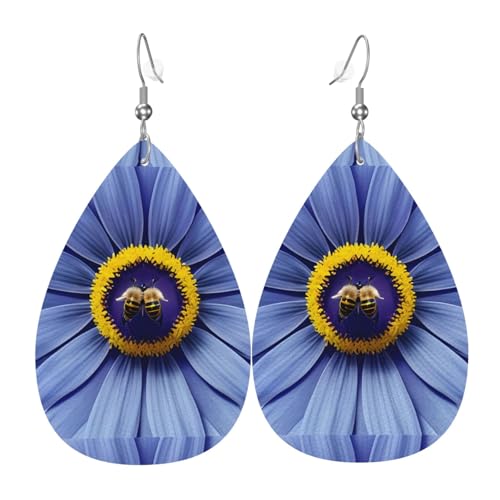 Fdgbnm Leder-Ohrring mit Blumen-Herz, Biene, doppelseitig, bedruckt, leicht, hypoallergen, festlich und bereit zum Verschenken. Fdgbnm Leder-Ohrring mit Blumen-Herz, Biene, doppelseitig, bedruckt, leicht, hypoallergen, festlich und bereit zum Verschenken. von fdgbnm