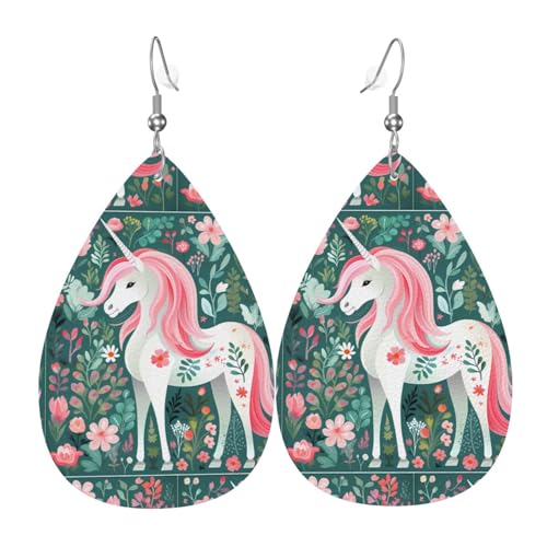 Fdgbnm Leder-Ohrring mit Einhorn-Motiv und rosa Haaren. Doppelseitiger Druck, Leder, leicht, hypoallergen, festlich und bereit zum Verschenken. Fdgbnm Leder-Ohrring mit Einhorn-Motiv und rosa Haaren. Doppelseitiger Druck, Leder, leicht, hypoallergen, festlich und bereit zum Verschenken. von fdgbnm