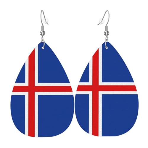 Fdgbnm Leder-Ohrring mit Flagge Islands. Doppelseitiger Druck aus Leder. Leicht, hypoallergen, festlich und bereit zum Verschenken. Fdgbnm Leder-Ohrring mit Flagge Islands. Doppelseitiger Druck aus Leder. Leicht, hypoallergen, festlich und bereit zum Verschenken. von fdgbnm