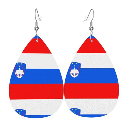 Fdgbnm Leder-Ohrring mit Flagge Sloweniens. Doppelseitiger Druck aus Leder. Leicht, hypoallergen, festlich und bereit zum Verschenken. Fdgbnm Leder-Ohrring mit Flagge Sloweniens. Doppelseitiger Druck aus Leder. Leicht, hypoallergen, festlich und bereit zum Verschenken. von fdgbnm