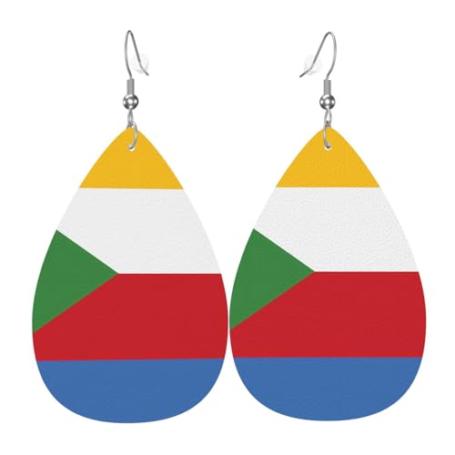 Fdgbnm Leder-Ohrring mit Flagge der Komoren. Doppelseitiger Druck aus Leder. Leicht, hypoallergen, festlich und bereit zum Verschenken. Fdgbnm Leder-Ohrring mit Flagge der Komoren. Doppelseitiger Druck aus Leder. Leicht, hypoallergen, festlich und bereit zum Verschenken. von fdgbnm