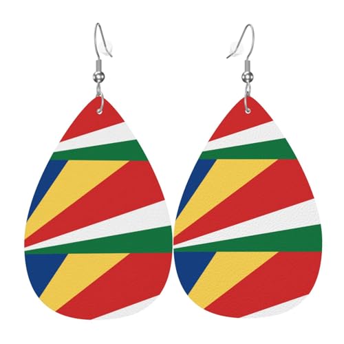 Fdgbnm Leder-Ohrring mit Flagge der Seychellen. Doppelseitiger Druck aus Leder. Leicht, hypoallergen, festlich und bereit zum Verschenken. Fdgbnm Leder-Ohrring mit Flagge der Seychellen. Doppelseitiger Druck aus Leder. Leicht, hypoallergen, festlich und bereit zum Verschenken. von fdgbnm