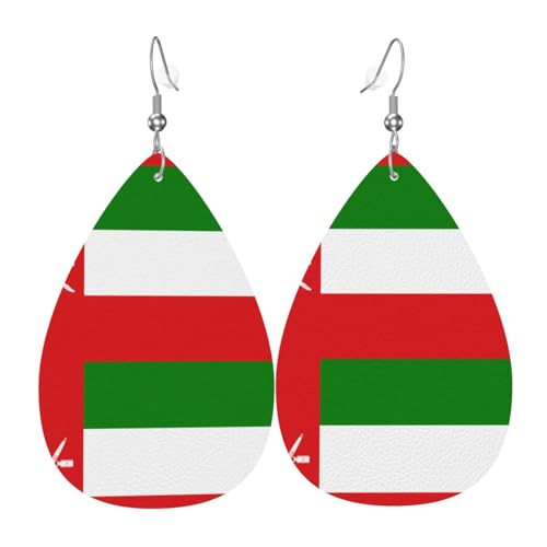 Fdgbnm Leder-Ohrring mit Flagge des Omans. Doppelseitiger Druck aus Leder. Leicht, hypoallergen, festlich und bereit zum Verschenken. Fdgbnm Leder-Ohrring mit Flagge des Omans. Doppelseitiger Druck aus Leder. Leicht, hypoallergen, festlich und bereit zum Verschenken. von fdgbnm