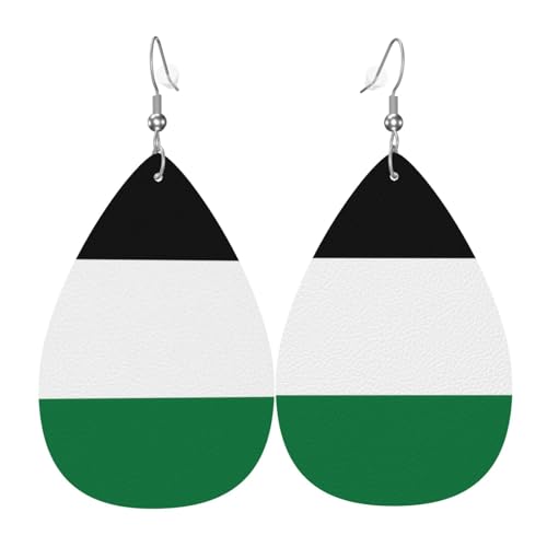 Fdgbnm Leder-Ohrring mit Flagge des Staates Palästina. Doppelseitiger Druck aus Leder. Leicht, hypoallergen, festlich und bereit zum Verschenken. von fdgbnm