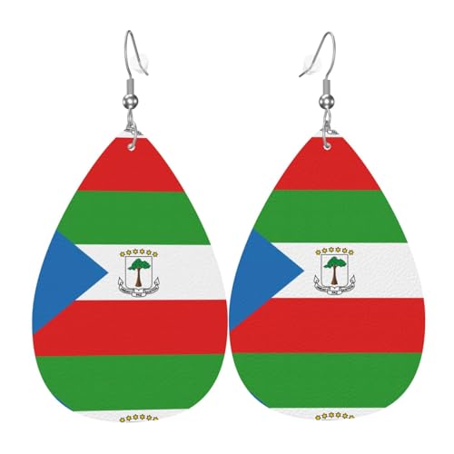Fdgbnm Leder-Ohrring mit Flagge von Äquatorialguinea. Doppelseitiger Druck aus Leder. Leicht, hypoallergen, festlich und bereit zum Verschenken. Fdgbnm Leder-Ohrring mit Flagge von Äquatorialguinea. Doppelseitiger Druck aus Leder. Leicht, hypoallergen, festlich und bereit zum Verschenken. von fdgbnm
