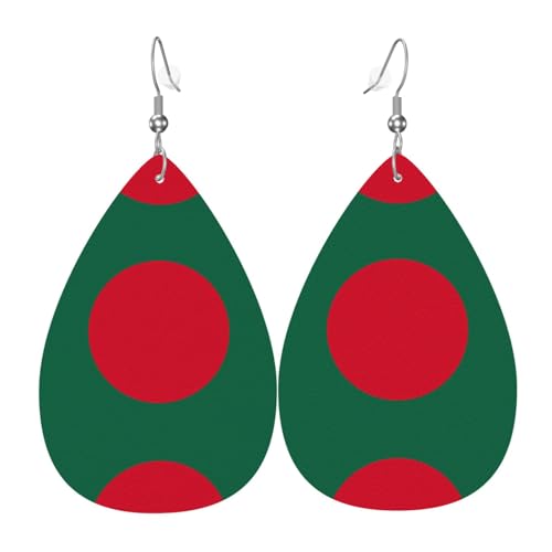 Fdgbnm Leder-Ohrring mit Flagge von Bangladesch. Doppelseitiger Druck aus Leder. Leicht, hypoallergen, festlich und bereit zum Verschenken. Fdgbnm Leder-Ohrring mit Flagge von Bangladesch. Doppelseitiger Druck aus Leder. Leicht, hypoallergen, festlich und bereit zum Verschenken. von fdgbnm