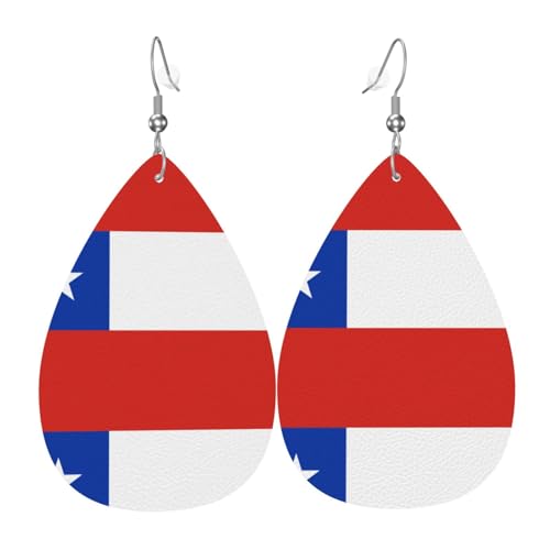 Fdgbnm Leder-Ohrring mit Flagge von Chile, doppelseitiger Druck, leicht, hypoallergen, festlich und bereit zum Verschenken. Fdgbnm Leder-Ohrring mit Flagge von Chile, doppelseitiger Druck, leicht, hypoallergen, festlich und bereit zum Verschenken. von fdgbnm