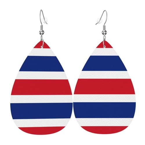 Fdgbnm Leder-Ohrring mit Flagge von Costa Rica. Doppelseitiger Druck aus Leder. Leicht, hypoallergen, festlich und bereit zum Verschenken. von fdgbnm